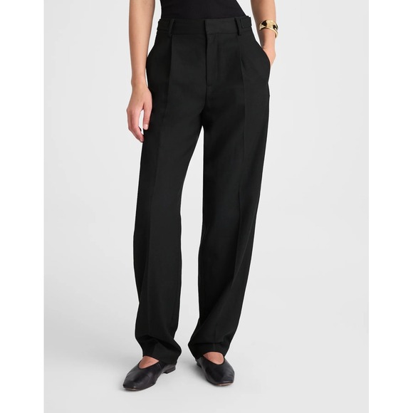 Madewell Pants - Madewell Women's High-Rise Barrel-Leg Pants Pleated True Black Size 8 New
